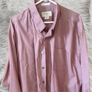 D) Eddie Bauer Men’s Button-Down Shirt XXL Red Stripe 100% Cotton